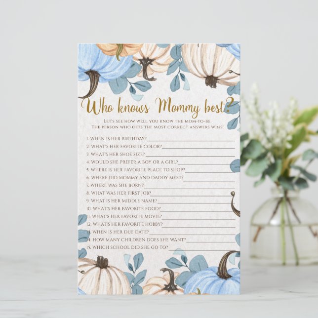 Bloemen pompoen - Wie weet mama beste douche spel (Staand voorkant)