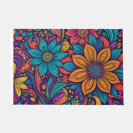 Bloemen pop kunst print deurmat (Voorkant)