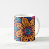 Bloemen pop kunst print koffiemok (Voorkant rechts)