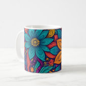 Bloemen pop kunst print koffiemok (Voorkant links)