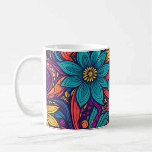 Bloemen pop kunst print koffiemok (Links)