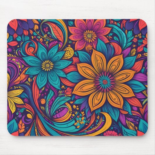 Bloemen pop kunst print muismat (Voorkant)