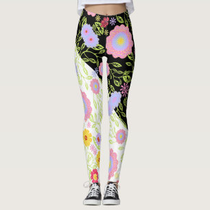 Bloemen Pop kunst schilderij bi-kleur naadloos pat Leggings