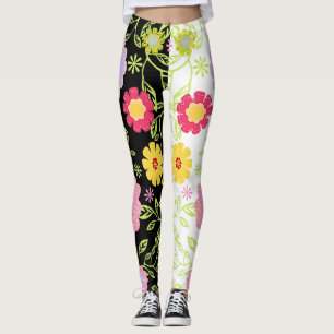 Bloemen Pop kunst schilderij bi-kleur patroon Leggings