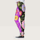 Bloemen Pop kunst schilderij bi-kleur patroon Leggings (Links)
