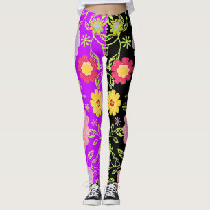 Bloemen Pop kunst schilderij bi-kleur patroon Leggings