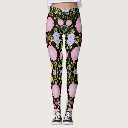 Bloemen Pop kunst schilderij naadloos patroon Leggings (Voorkant)