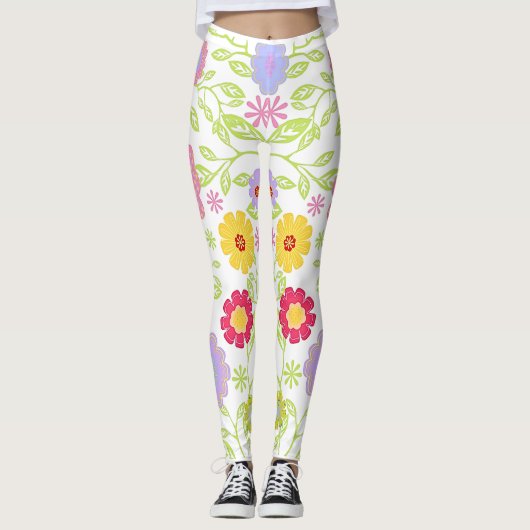 Bloemen Pop kunst schilderij Patroon Leggings (Voorkant)