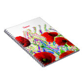 Bloemen Poppy Bloemen Kleurrijke Artsy Custom Name Notitieboek (Rechterzijde)