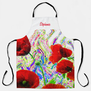Bloemen Poppy Bloemen Kleurrijke Artsy Custom Name Schort
