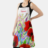 Bloemen Poppy Bloemen Kleurrijke Artsy Custom Name Schort (Insitu)