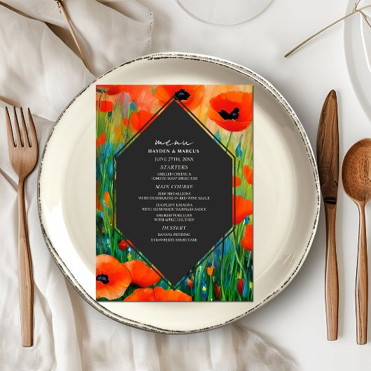 Bloemen Poppy bruiloft Menu