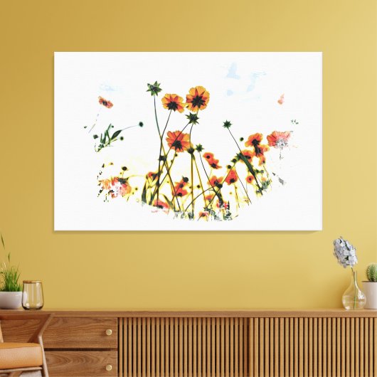*~* Bloemen Poppy Field Floral AR9 Canvas Print (Insitu (Woonkamer))