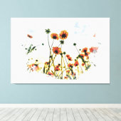 *~* Bloemen Poppy Field Floral AR9 Canvas Print (Insitu (Houten vloer))