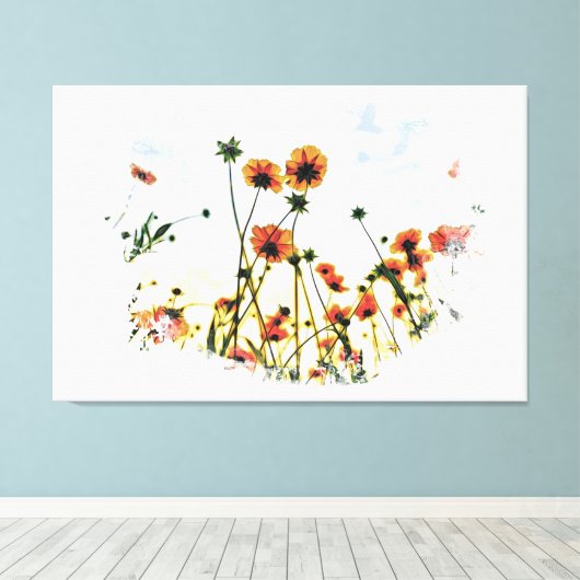 *~* Bloemen Poppy Field Floral AR9 Canvas Print (Insitu (Houten vloer))
