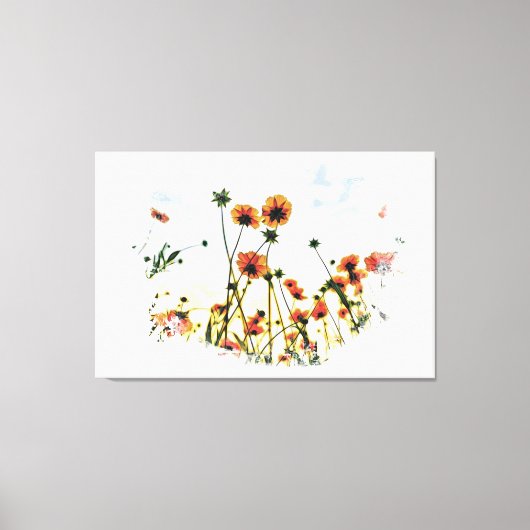 *~* Bloemen Poppy Field Floral AR9 Canvas Print (Voorkant)