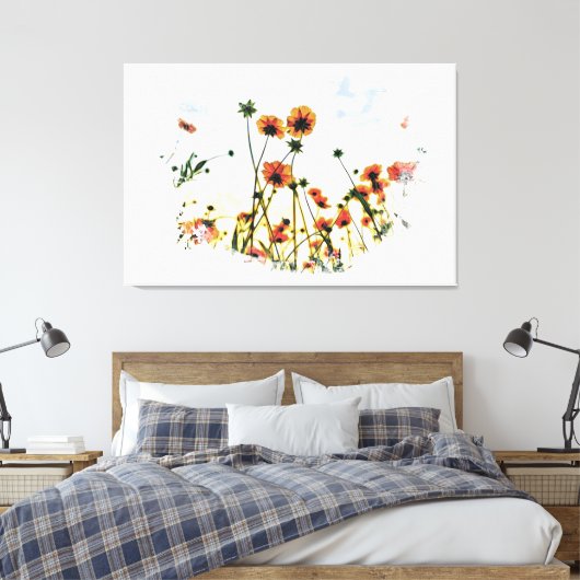 *~* Bloemen Poppy Field Floral AR9 Canvas Print (Insitu (Slaapkamer))