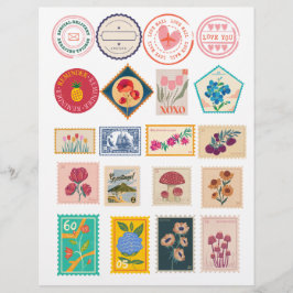  Bloemen Postzegels & Love Mail stickers