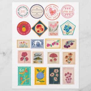 Bloemen Postzegels & Love Mail stickers