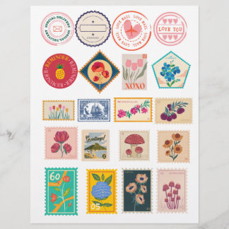  Bloemen Postzegels & Love Mail stickers