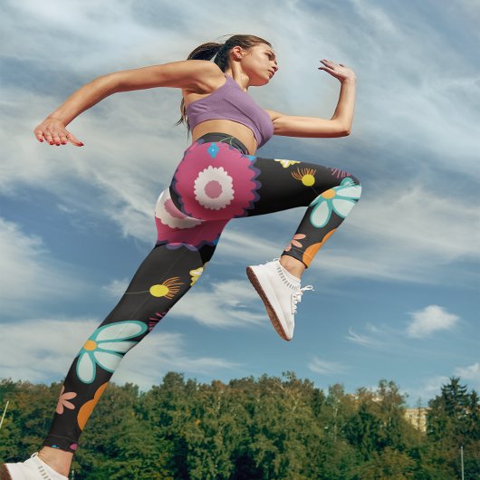 Bloemen Power Kleurrijk Zwart Leggings