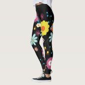Bloemen Power Kleurrijk Zwart Leggings (Links)