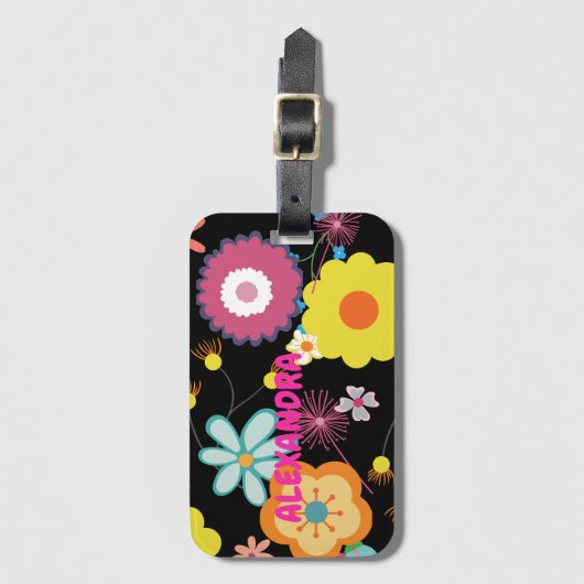 Bloemen Power Kleurrijke Roze Bagagelabel (Voorkant (verticaal))