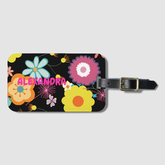 Bloemen Power Kleurrijke Roze Bagagelabel (Voorkant (horizontaal))