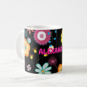 Bloemen Power Kleurrijke Roze Koffiemok (Voorkant links)