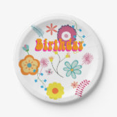 Bloemen Power Kleurrijke Roze Papieren Bordje (Voorkant)