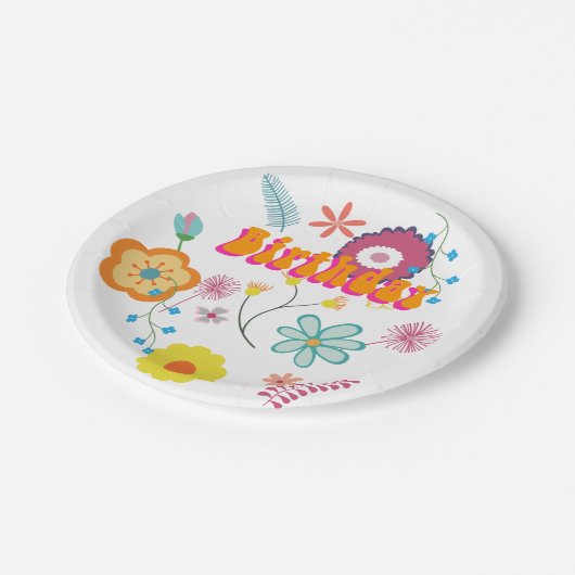 Bloemen Power Kleurrijke Roze Papieren Bordje (Gekanteld)