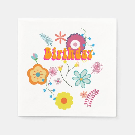 Bloemen Power Kleurrijke Roze Servet (Voorkant)