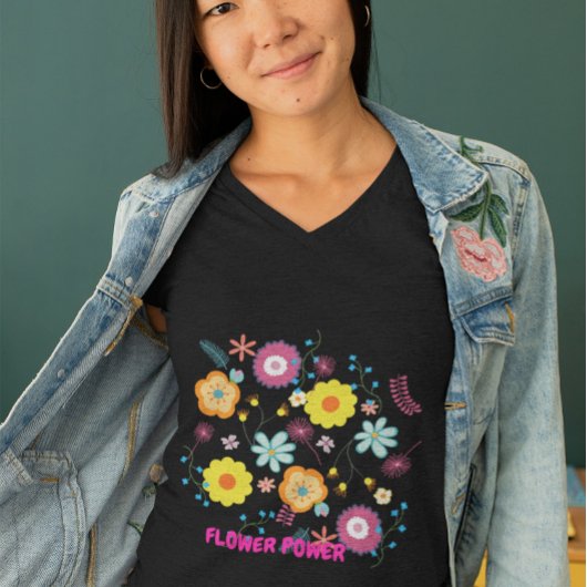 Bloemen Power Kleurrijke Roze T-shirt