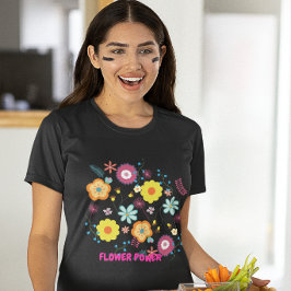 Bloemen Power Kleurrijke Roze T-shirt
