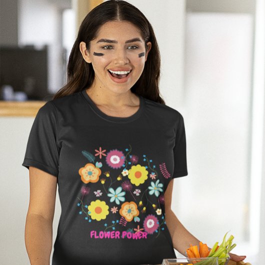 Bloemen Power Kleurrijke Roze T-shirt