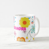 Bloemen Power Kleurrijke Roze Wit Koffiemok (Voorkant rechts)