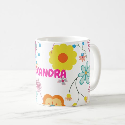 Bloemen Power Kleurrijke Roze Wit Koffiemok (Voorkant rechts)