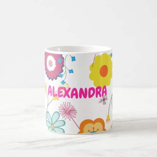 Bloemen Power Kleurrijke Roze Wit Koffiemok (Center)