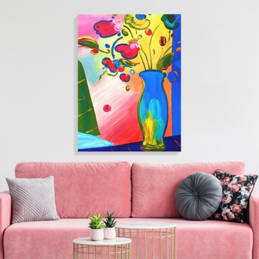 Bloemen Premium Verpakt Canvas (Glans) (Insitu (Woonkamer))