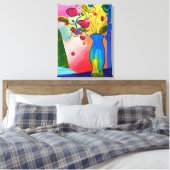 Bloemen Premium Verpakt Canvas (Glans) Afdruk (Insitu (Slaapkamer))