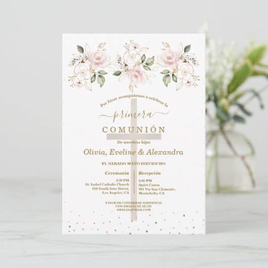 Bloemen Primera Comunión drieling Eerste Communie Kaart (Staand voorkant)