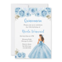 Bloemen Prinses in Blauwe Jurk Quinceanera