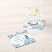 Bloemen Prinses in Blauwe Jurk Quinceanera Kartonnen Onderzetters (Insitu)