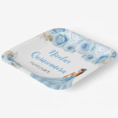 Bloemen Prinses in Blauwe Jurk Quinceanera Papieren Bordje (Gebogen)