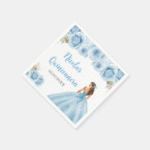 Bloemen Prinses in Blauwe Jurk Quinceanera Servet (Hoek)
