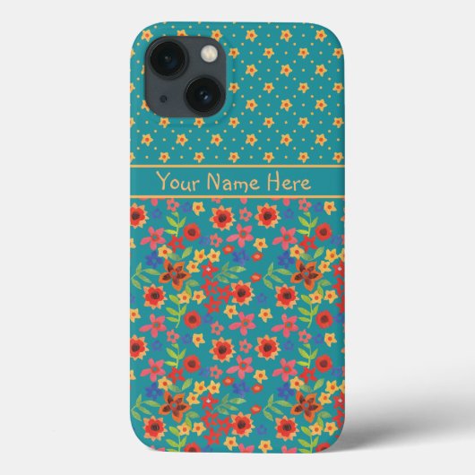 Bloemen Prints op Blauwgroen Custom iPhone 6 Xtrem Case-Mate iPhone Case (Achterkant)