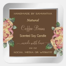 Bloemen Product Verpakking Etiketten Bruin en Zilv