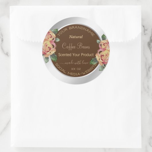 Bloemen Product Verpakking Etiketten Bruin en Zilv (Tas)