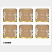 Bloemen Product Verpakking Etiketten Bruin Goud Zi (Vel)