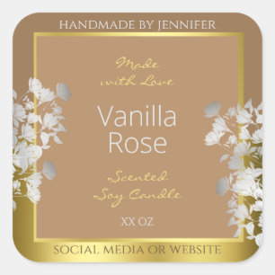 Bloemen Product Verpakking Etiketten Bruin Goud Zi